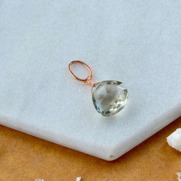Ambergris Green amethyst gemstone pendant gemstone charm for charm bracelet necklace for charms for necklaces rose gold filled pale green gem pendant