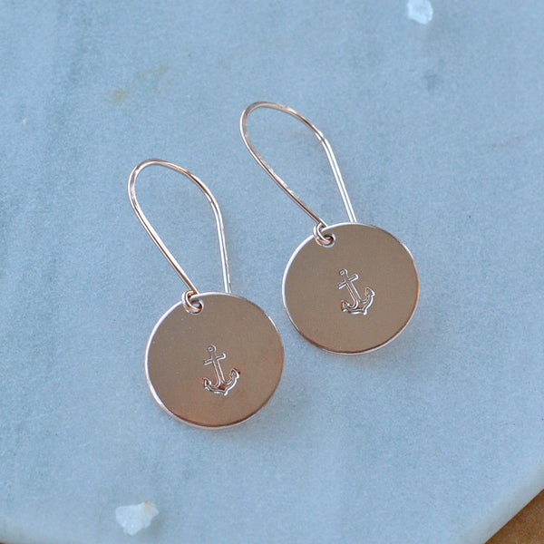 Anchor Earrings - handmade nautical anchor charm earrings in precious metals