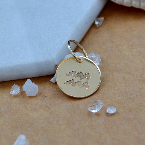 Aquarius charm zodiac sign charms astrology pendant zodiac charm gold