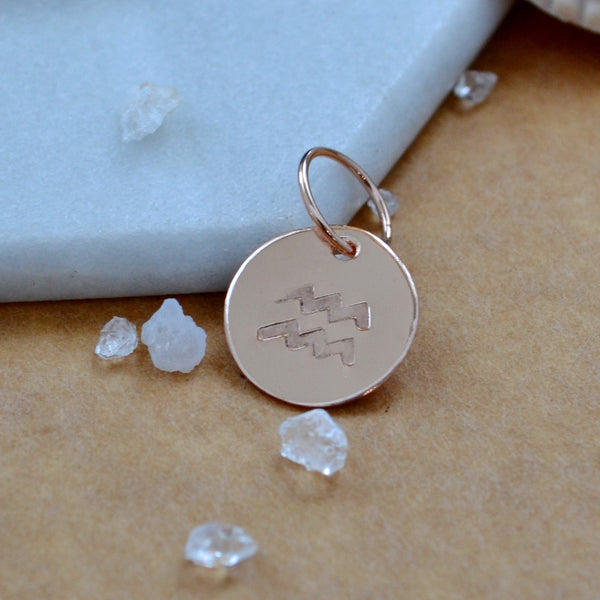 Aquarius charm zodiac sign charms astrology pendant zodiac charm rose gold
