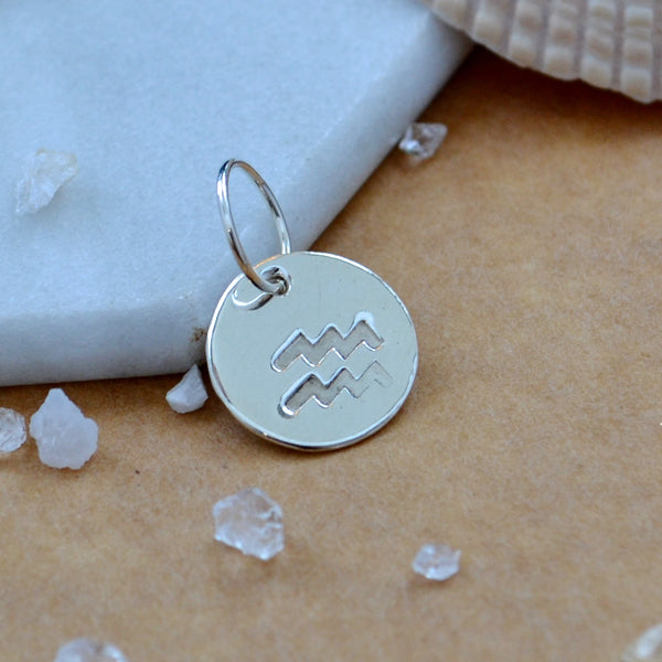 Aquarius charm zodiac sign charms astrology pendant zodiac charm silver