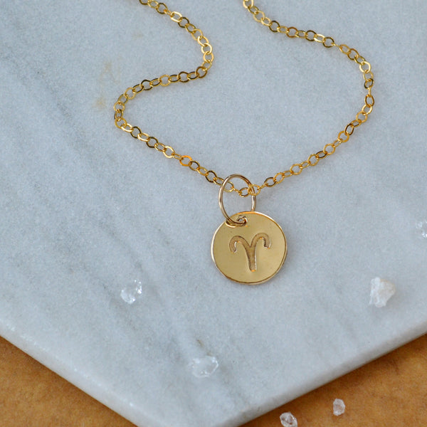 Aries charm zodiac sign charms astrology pendant zodiac charm gold filled on chain