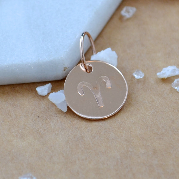 Aries charm zodiac sign charms astrology pendant zodiac charm rose gold filled