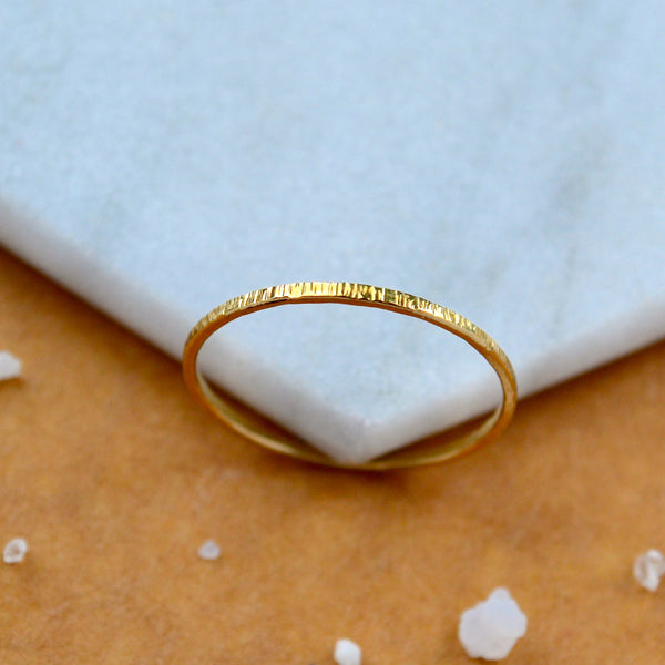 Beam RING delicate hammered band ring simple stacking rings 1mm wide stacker ring water resistant rings ocean lover jewelry nickel free jewelry sustainable gold stacker ring