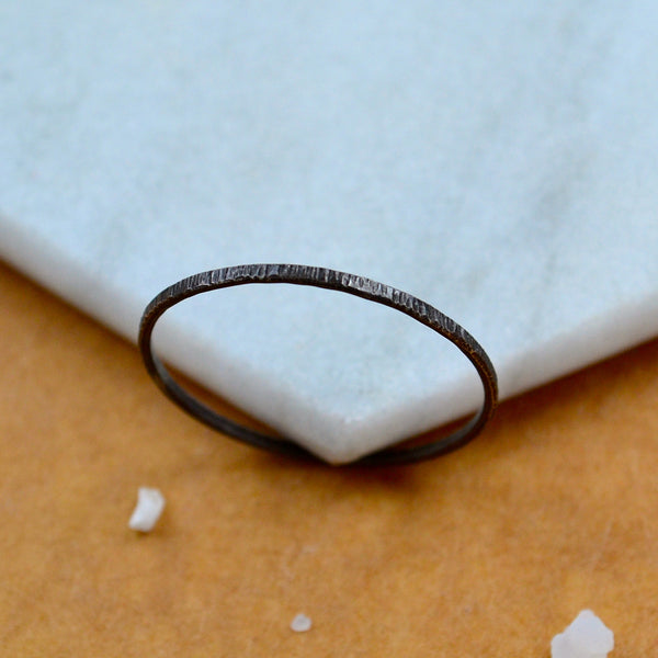 Beam RING delicate hammered band ring simple stacking rings 1mm wide stacker ring water resistant rings ocean lover jewelry nickel free jewelry sustainable black silver stacker ring