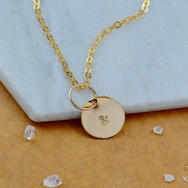 CHARM large pendant and symbol charms ampersand pendants handmade circle custom friendship charm you and me pendant simple jewelry delicate handmade charm jewelry gold charms