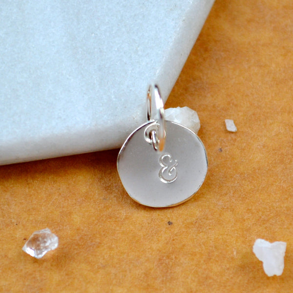 CHARM pendant and symbol charms ampersand pendants handmade circle custom charm cursive pendant simple jewelry delicate handmade charm jewelry silver charms