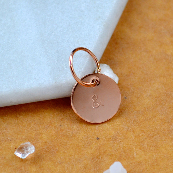 CHARM small pendant and symbol charms ampersand pendants handmade circle custom friendship charm you and me pendant simple jewelry delicate handmade charm jewelry rose gold charms