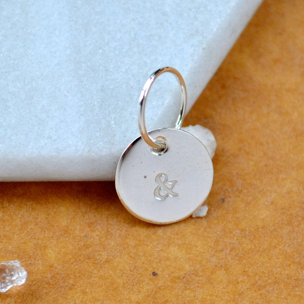 CHARM small pendant and symbol charms ampersand pendants handmade circle custom friendship charm you and me pendant simple jewelry delicate handmade charm jewelry silver charms