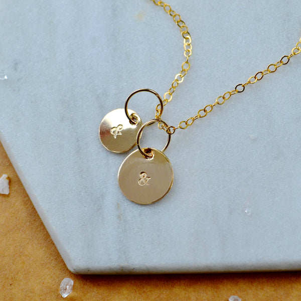 CHARM pendant sizes and symbol charms ampersand pendants handmade circle custom friendship charm you and me pendant simple jewelry delicate handmade charm jewelry gold charms