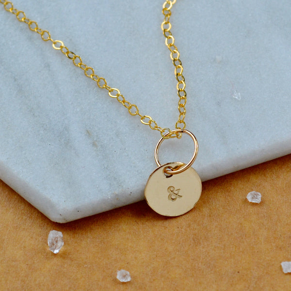 CHARM small pendant and symbol charms ampersand pendants handmade circle custom friendship charm you and me pendant simple jewelry delicate handmade charm jewelry gold charms