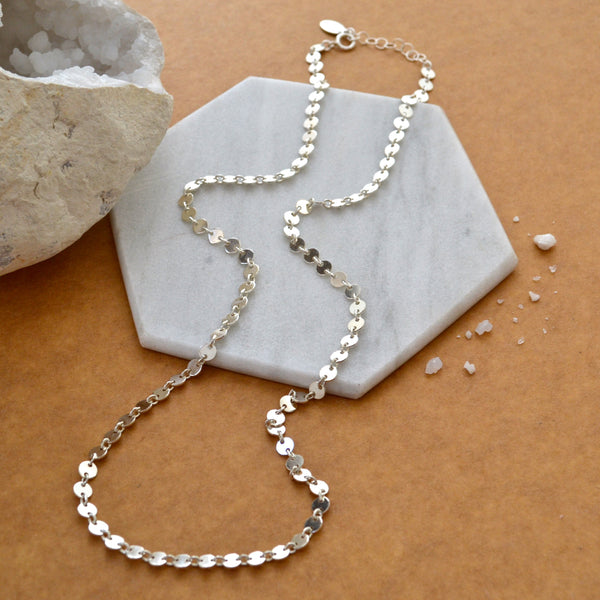 COIN CUSTOM CHAIN NECKLACE silver coin chain bracelet dainty neck chains waterproof jewelry water resistant necklaces handmade on whidbey nickel free necklace sustainable