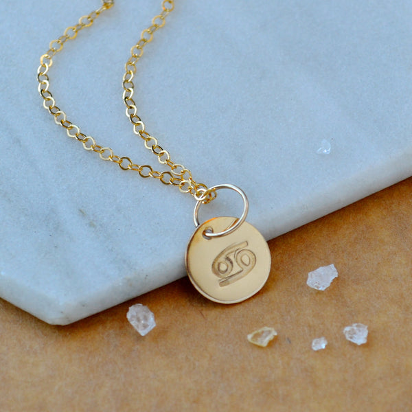 Cancer charm zodiac sign charms astrology pendant zodiac charm gold filled on chain