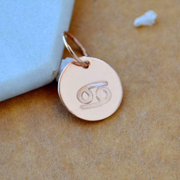 Cancer charm zodiac sign charms astrology pendant zodiac charm rose gold filled