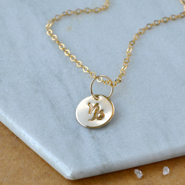 Capricorn charm zodiac sign charms astrology pendant zodiac charm gold filled on chain