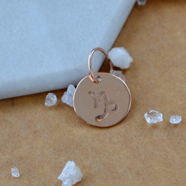 Capricorn charm zodiac sign charms astrology pendant zodiac charm rose gold filled