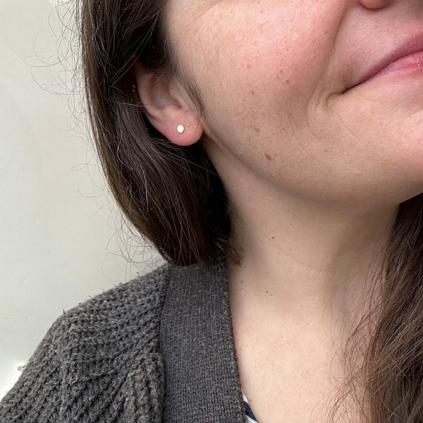 coin stud earrings simple circle post earring gold dot ear rings sustainable jewelry handmade gold studs