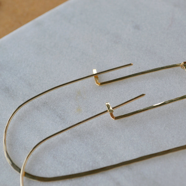Cove Hoop Earrings arched threader hoop earrings oval hoops statement ear rings latched hoops handmade sustainable jewelry gold filled