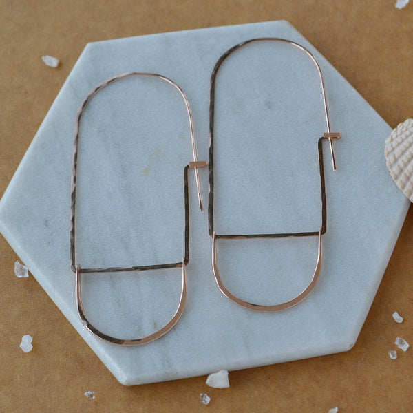 Cove Hoop Earrings arched threader hoop earrings oval hoops statement ear rings handmade sustainable jewelry rose gold filled
