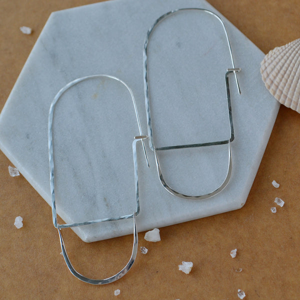 Cove Hoop Earrings arched threader hoop earrings oval hoops statement ear rings handmade sustainable jewelry sterling silver