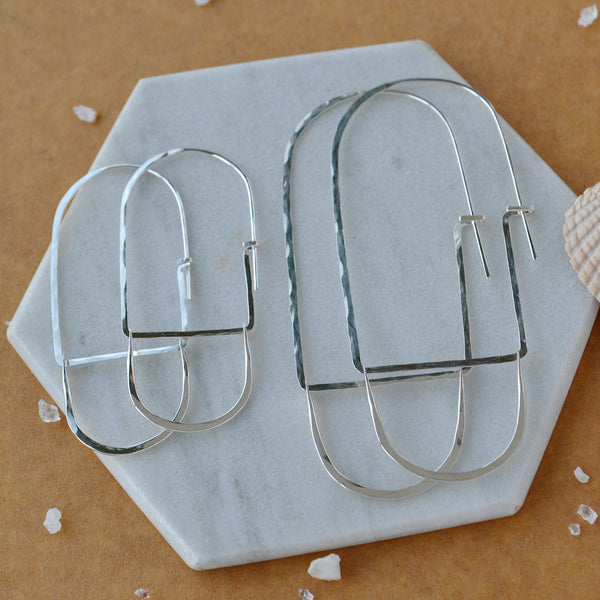 Cove Petite Hoop Earrings arched threader hoop earrings oval hoops statement ear rings handmade sustainable jewelry sterling silver sizes