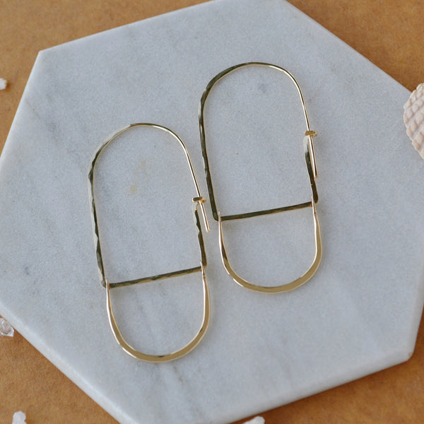 Cove Petite Hoop Earrings arched threader hoop earrings oval hoops statement ear rings handmade sustainable jewelry gold filled