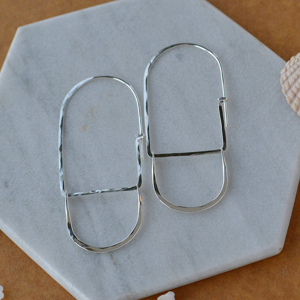 Cove Petite Hoop Earrings arched threader hoop earrings oval hoops statement ear rings handmade sustainable jewelry sterling silver