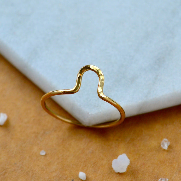 Cove RING delicate hammered arch ring simple stacking rings 1mm wide stacker ring waterproof rings stacker ring U shaped handmade gold rings nickel free jewerly sustainable