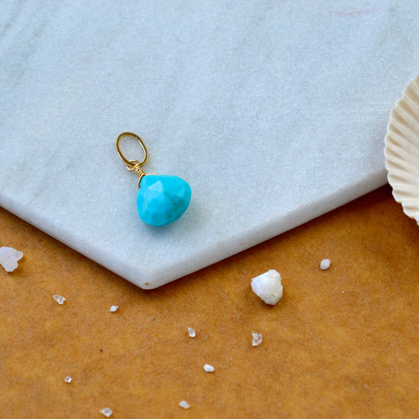 Cozumel Gem Charm - blue turquoise gemstone charm pendant