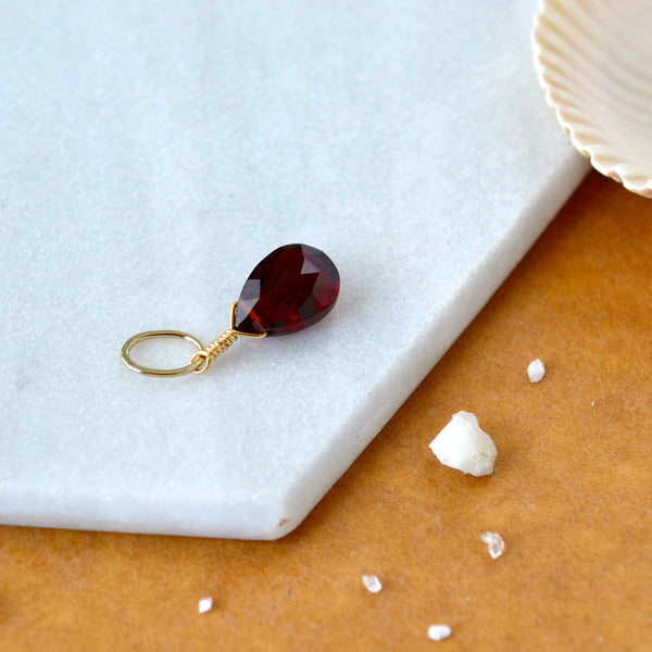 Cranberry Garnet gemstone pendant necklace gemstone charm for charm bracelet necklace for charms for necklaces gold gem pendant wire wrapped