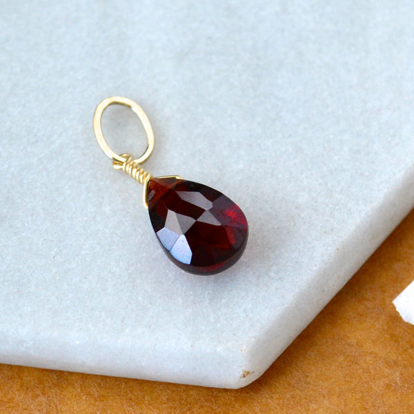 Cranberry Garnet gemstone pendant necklace gemstone charm for charm bracelet necklace for charms for necklaces gold gem pendant
