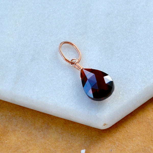 Cranberry Garnet gemstone pendant necklace gemstone charm for charm bracelet necklace for charms for necklaces rose gold gem pendant