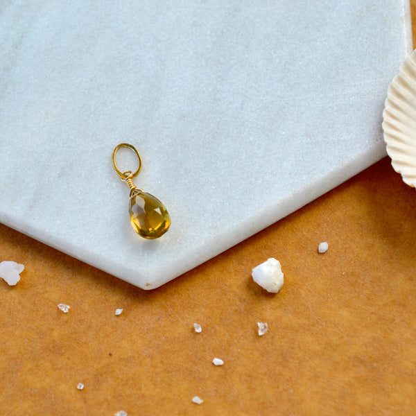 Deadwood Whiskey Quartz gemstone pendant necklace gemstone charm for charm bracelet necklace for charms for necklaces 14K gold ale brown gem pendant