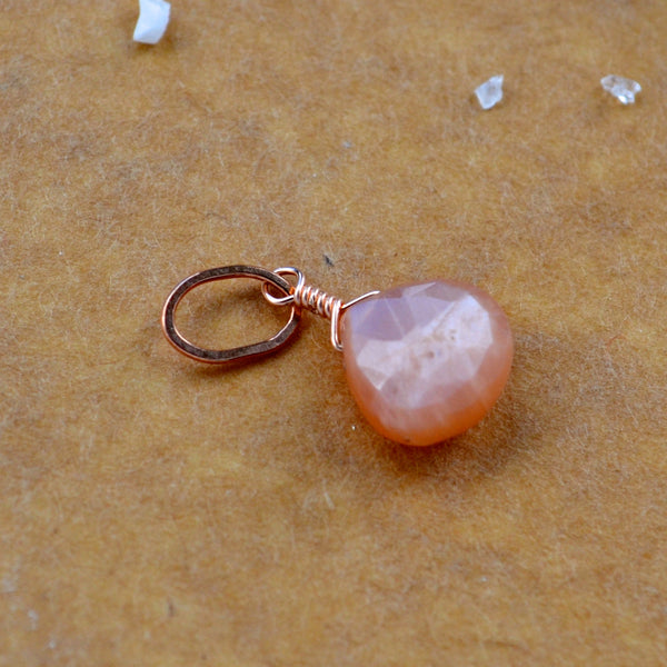 Dusk Peach moonstone gemstone pendant necklace gemstone charm for charm bracelet necklace for charms for necklaces rose gold filled peach gem pendant