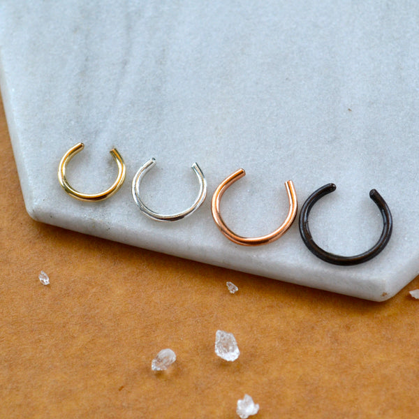 NOSE CUFF SEPTUM CUFFS sizes dainty smooth wire eternity nose cuffs fake nose ring simple gold filled nose ring delicate layering jewelry stacking nosecuff ear cuff earrings