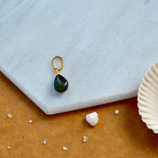 Ember Black Opal gemstone pendant necklace gemstone charm for charm bracelet necklace for charms for necklaces 14K gold opal black gem pendant
