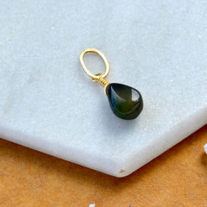 Ember Black Opal gemstone pendant necklace gemstone charm for charm bracelet necklace for charms for necklaces gold opal black gem pendant