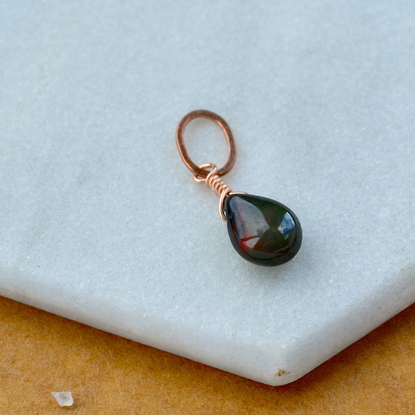 Ember Black Opal gemstone pendant necklace gemstone charm for charm bracelet necklace for charms for necklaces rose gold opal black gem pendant