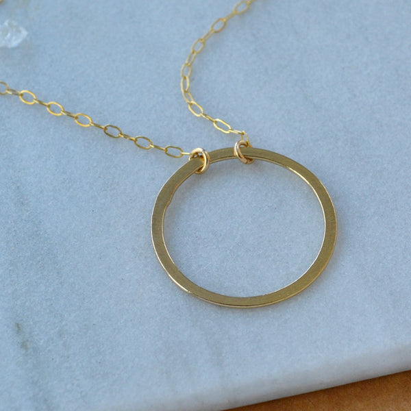 Eternity Necklace flat matte circle open circle charm necklaces handmade dainty circle necklace sustainable jewelry gold filled custom sizes plus size jewelry