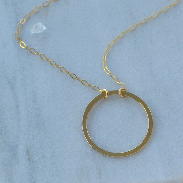 Eternity Necklace flat matte circle open circle charm necklaces handmade dainty circle necklace sustainable jewelry gold filled custom sizes plus size jewelry