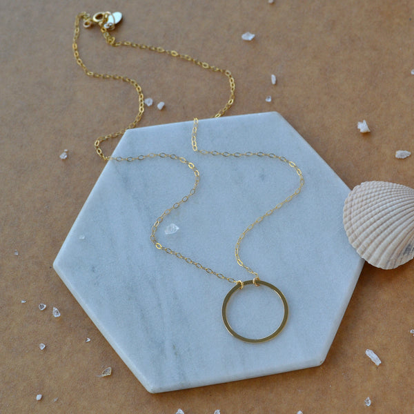 Eternity Necklace flat matte circle open circle charm necklaces handmade dainty circle necklace sustainable jewelry gold filled custom sizes plus size jewelry