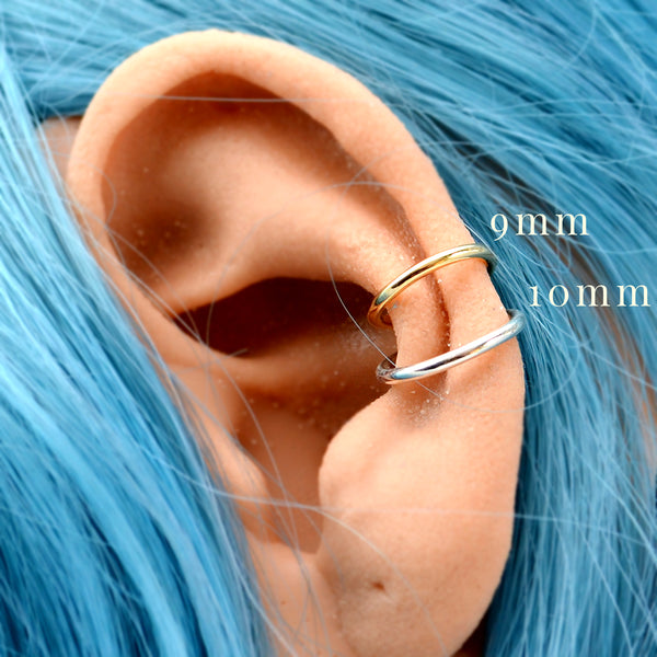 Eternity Ear Cuff classic round polished cuff ear ring inclusive sizes 9mm 10mm conch earcuffs handmade nickel free fake piercing earrings