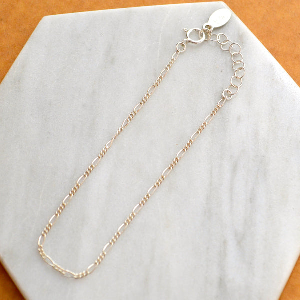 FIGARO CUSTOM CHAIN BRACELET silver dainty chain bracelet dainty open link chains waterproof jewelry water proof jewellery nickel free bracelet