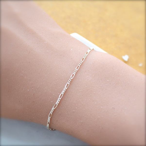 FIGARO CUSTOM CHAIN BRACELET silver dainty chain bracelet dainty open link chains waterproof jewelry water proof jewellery nickel free bracelet