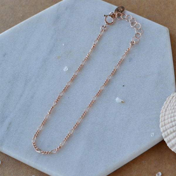 Figaro Chain bracelet Rose Gold Filled dainty bracelets custom chains simple jewelry handmade sustainable jewelry