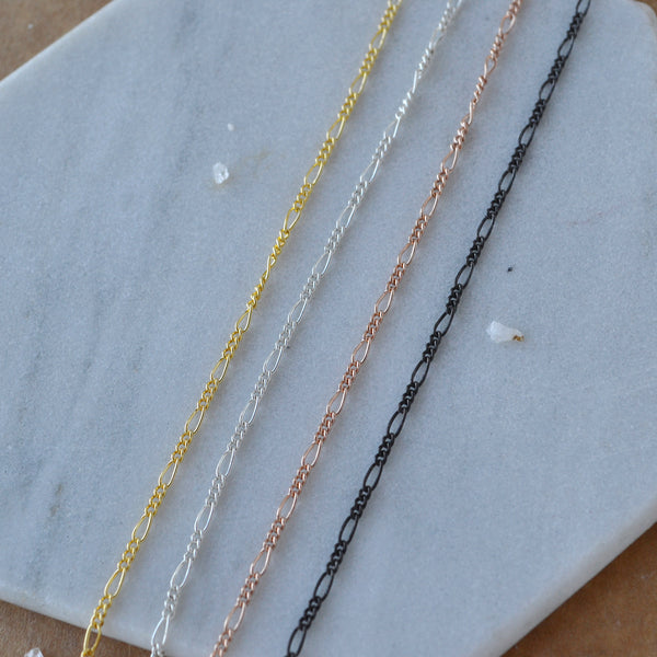 Figaro Chain dainty chains rose gold filled black sterling silver simple chain for ankle