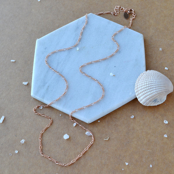 Custom Chain necklace dainty Figaro chain in Rose Gold Filled metal custom chains plus size jewelry inclusive sizes handmade jewelry sustainable
