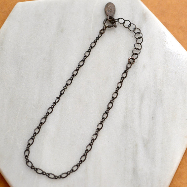 FIGURE 8 CUSTOM CHAIN BRACELET oxidized silver dainty chain bracelet dainty oval link chains waterproof jewelry