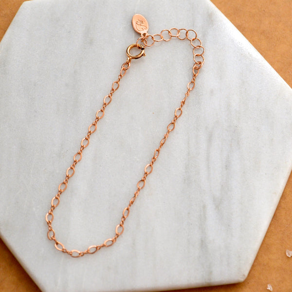 FIGURE 8 CUSTOM CHAIN anklet rose gold dainty chain ankle bracelet dainty oval link chains waterproof jewelry