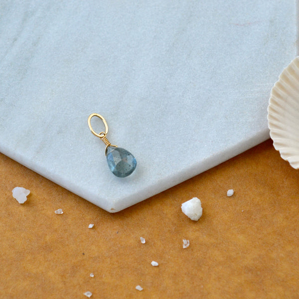 Freckles Moss Aquamarine gemstone pendant necklace gemstone charm for charm bracelet necklace for charms for necklaces gold filled sage green teal gem pendant